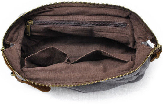 DEEPKEE original nubuck handmade full-grain genuine leather cowhide bag DEEPKEE Waxed Canvas Leather Waterproof Wash Bag #9161