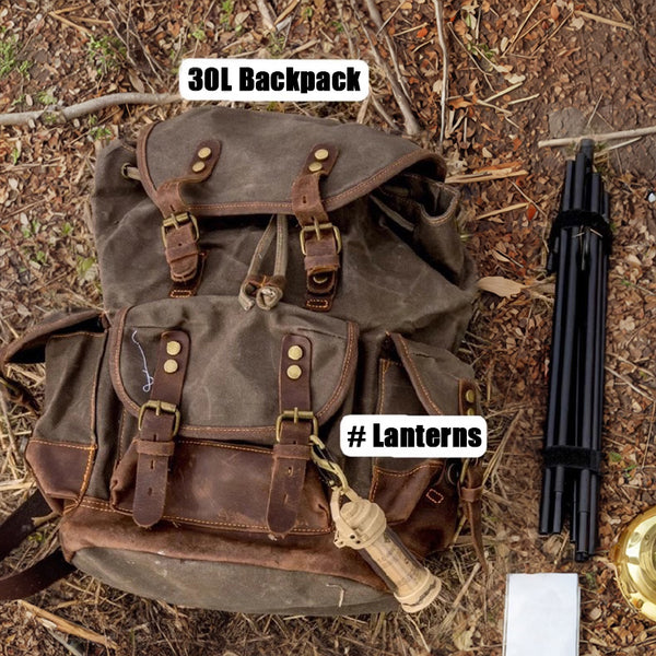 DEEPKEE original nubuck handmade full-grain genuine leather cowhide bag Canvas Spliced Leather Mountaineering Backapck #9508