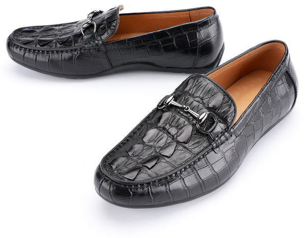 DEEPKEE original nubuck handmade full-grain genuine leather cowhide bag Handmade Crocodile Gommino Mens 6007-1