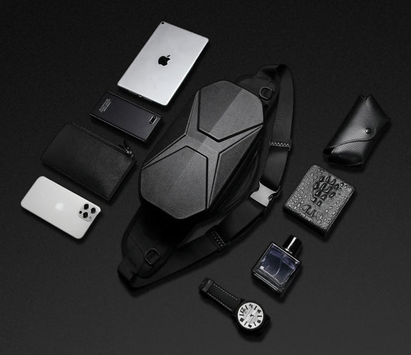 DEEPKEE original nubuck handmade full-grain genuine leather cowhide bag Sling Bag Hard Shell Crossbody Bag Waterproof Short Trip USB Charging Port Teenage 10L No.9509