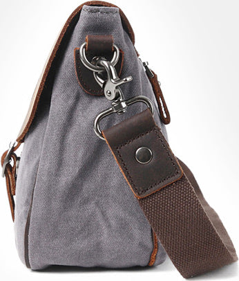 DEEPKEE original nubuck handmade full-grain genuine leather cowhide bag Waxed Canvas Messenger Side Bag #9110