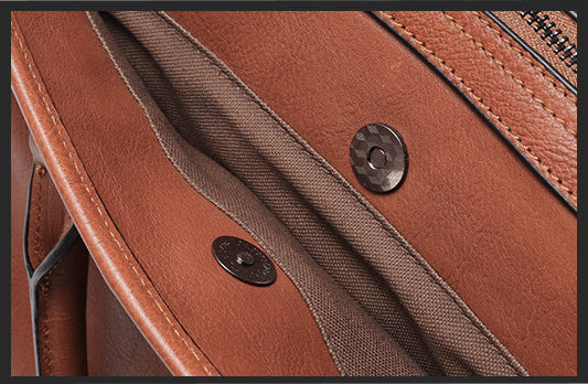 DEEPKEE original nubuck handmade full-grain genuine leather cowhide bag Vegetable Tanned Cowhide Leather Briefcase for laptop No.30046