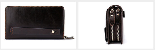 DEEPKEE original nubuck handmade full-grain genuine leather cowhide bag Deepkee Cowhide Single/Double-Layered Zip Wallet #9069