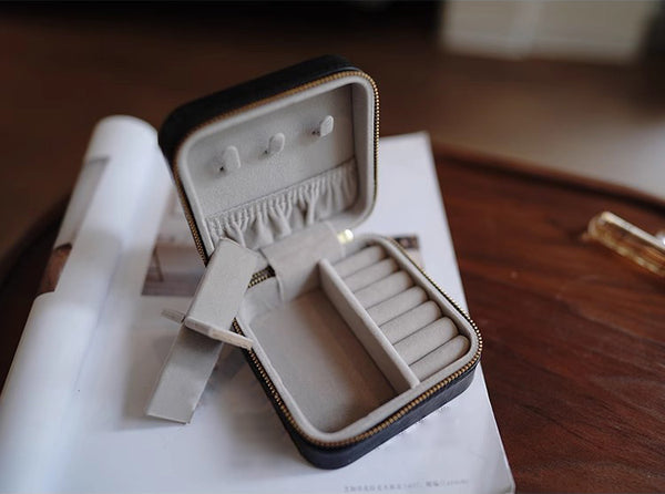 DEEPKEE original nubuck handmade full-grain genuine leather cowhide bag Refined Mini Jewelry Box #D11796