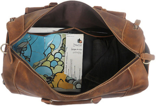 DEEPKEE original nubuck handmade full-grain genuine leather cowhide bag DEEPKEE HANDMADE | Caesar Crazy Horse Leather Luggage bag No.1188