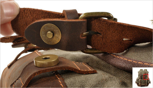 DEEPKEE original nubuck handmade full-grain genuine leather cowhide bag Canvas Spliced Leather Mountaineering Backapck #9508