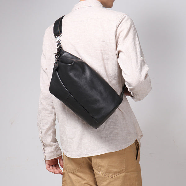 DEEPKEE original nubuck handmade full-grain genuine leather cowhide bag Gregory Cylindrical Crossbody Bag No.30283