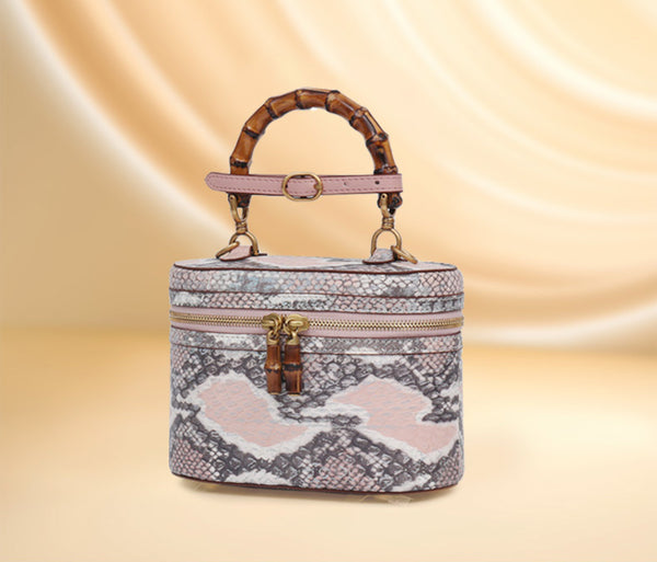 DEEPKEE original nubuck handmade full-grain genuine leather cowhide bag Snake Skin Python Skin High Luxury Temperament Tote Cosmetic Handbag for Women #3469S