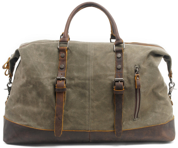 DEEPKEE original nubuck handmade full-grain genuine leather cowhide bag Canvas Travel Bag Weekender Bag #831-2K