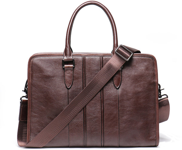 DEEPKEE original nubuck handmade full-grain genuine leather cowhide bag Vegetable Tanned Cowhide Leather Briefcase for laptop No.30046