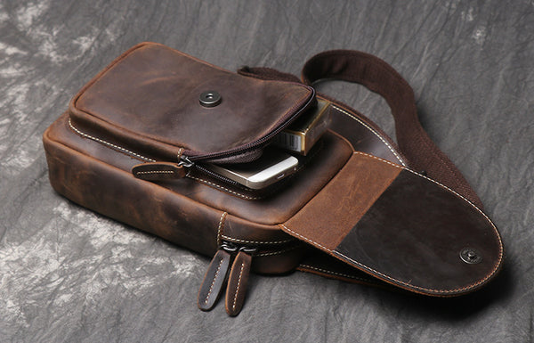 DEEPKEE original nubuck handmade full-grain genuine leather cowhide bag Bobby Leather Crossbody Bag No.J071