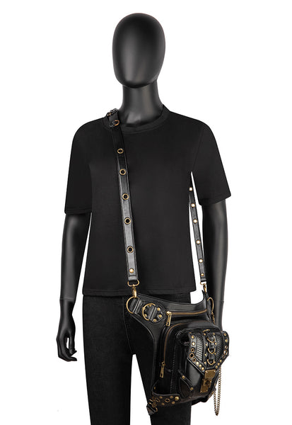 DEEPKEE original nubuck handmade full-grain genuine leather cowhide bag Steampunk retro motorcycle chain bag HG043