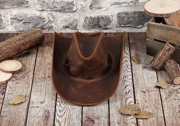 DEEPKEE original nubuck handmade full-grain genuine leather cowhide bag DEEPKEE shop brown leather hat 3040