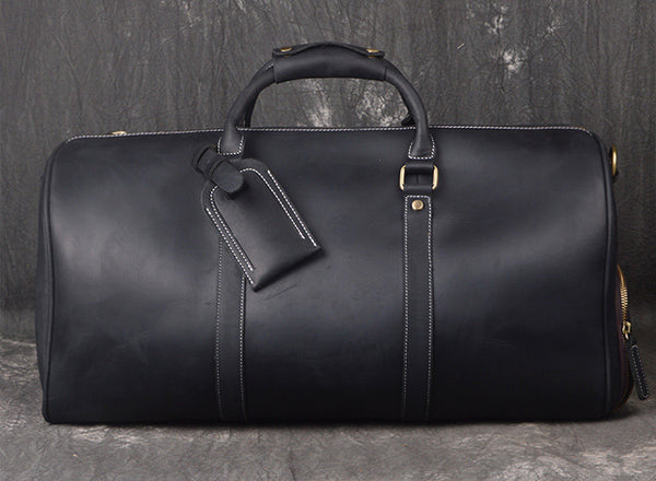 DEEPKEE original nubuck handmade full-grain genuine leather cowhide bag DEEPKEE LEATHER | The Dagny Weekender, Large Leather Duffle Bag No.30009