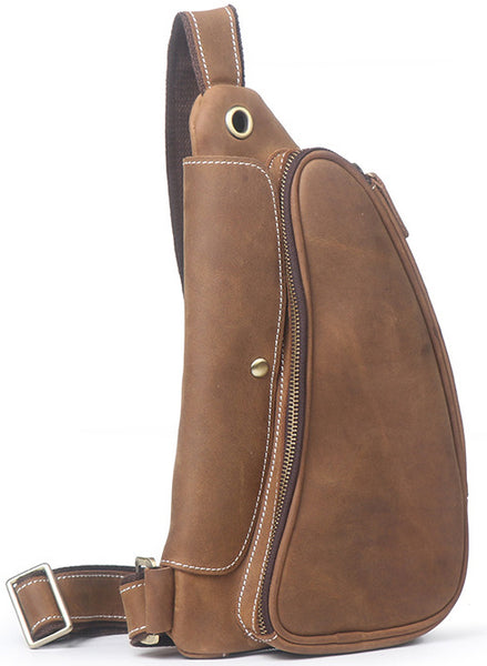 DEEPKEE original nubuck handmade full-grain genuine leather cowhide bag Theodoric Sports shoulder bag No.J090