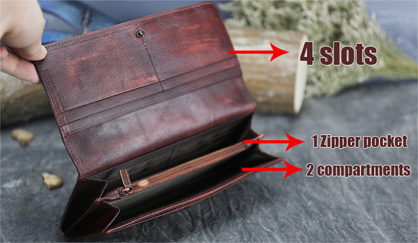 DEEPKEE original nubuck handmade full-grain genuine leather cowhide bag Deepkee Leather Carving Dragonflies Wallet #9630