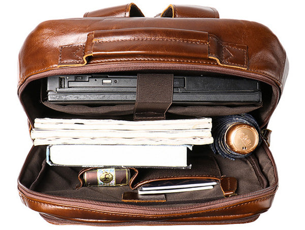 DEEPKEE original nubuck handmade full-grain genuine leather cowhide bag The Executive Duffel Backpack #0825-2