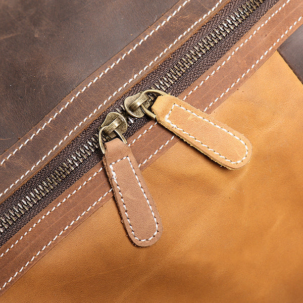 DEEPKEE original nubuck handmade full-grain genuine leather cowhide bag Jerome CONTRAST WEEKEND BAG No.30168