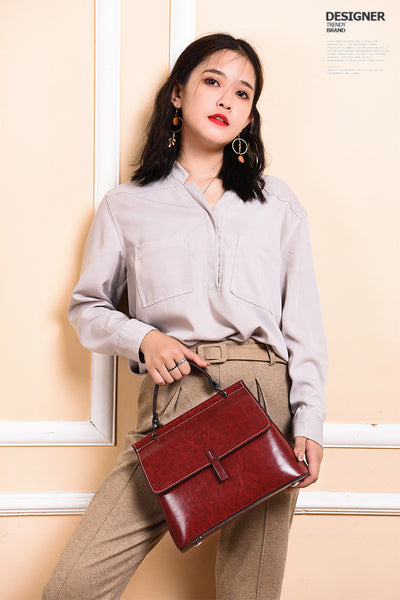 DEEPKEE original nubuck handmade full-grain genuine leather cowhide bag Cowhide Satchel Bag for Outgoing #6975-D