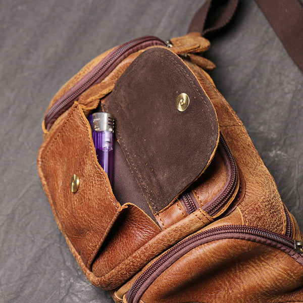 DEEPKEE original nubuck handmade full-grain genuine leather cowhide bag Enos Nubuck Leather Waist Bag No.184