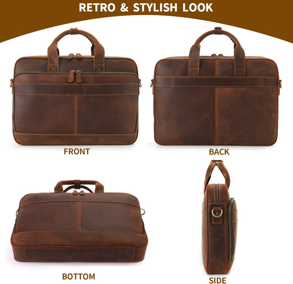 DEEPKEE original nubuck handmade full-grain genuine leather cowhide bag The Reagan Cowhide Briefcase #3359