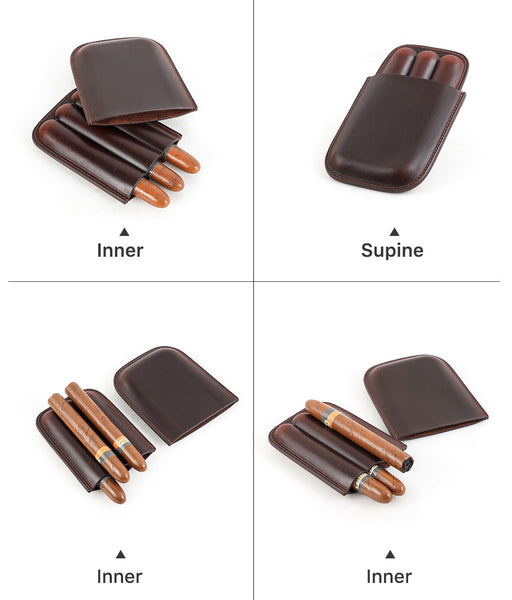 DEEPKEE original nubuck handmade full-grain genuine leather cowhide bag Best 3pcs Cool Leather cigar (loanword) Cases CF5003