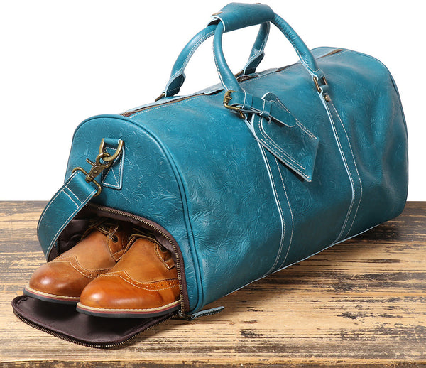 DEEPKEE original nubuck handmade full-grain genuine leather cowhide bag The Kenai Embossed Texture Luggage #30009