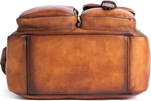 DEEPKEE original nubuck handmade full-grain genuine leather cowhide bag Vegetable Tanned full-grain Leather Crossbody Casual Bag, Hand Colored. 13669