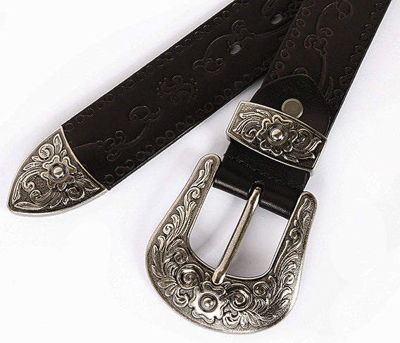 DEEPKEE original nubuck handmade full-grain genuine leather cowhide bag Personalized Carved Trend Belt #211216