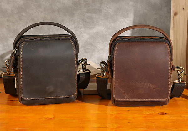 DEEPKEE original nubuck handmade full-grain genuine leather cowhide bag Best Leather Vertical Handbag Side Bag Messenger Bag #6567