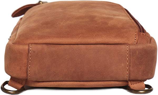 DEEPKEE original nubuck handmade full-grain genuine leather cowhide bag Baldwin Unisex Sling Bag No.30011