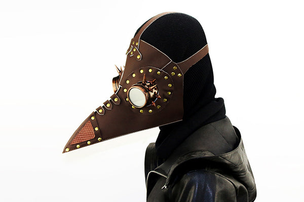 DEEPKEE original nubuck handmade full-grain genuine leather cowhide bag Steampunk Plague Beak Mask #HG073