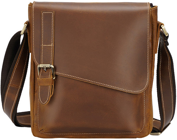 DEEPKEE original nubuck handmade full-grain genuine leather cowhide bag DEEPKEE Leather Side Bag 10 inches Messenger Bag P2112FS