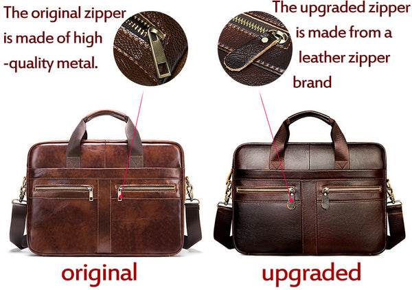 DEEPKEE original nubuck handmade full-grain genuine leather cowhide bag DEEPKEE LEATHER | 14 inch business briefcase No.2019A&2099