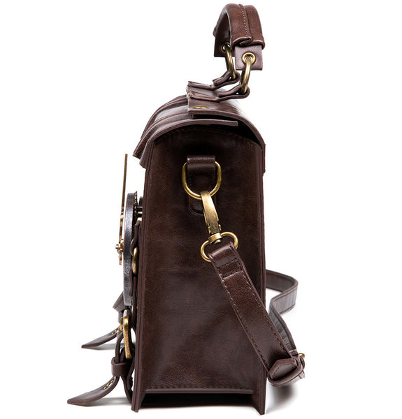 DEEPKEE original nubuck handmade full-grain genuine leather cowhide bag Punk industrial cross-body bag #BG028