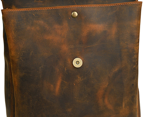 DEEPKEE original nubuck handmade full-grain genuine leather cowhide bag Travel Rucksack School Backpack No1811