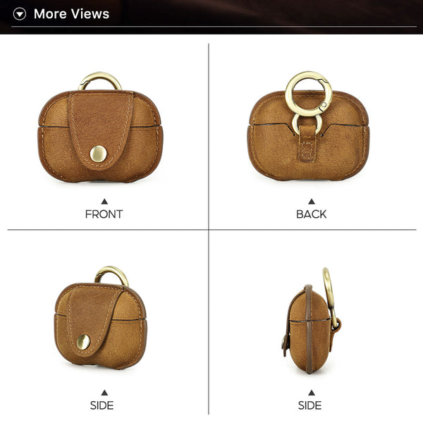 DEEPKEE original nubuck handmade full-grain genuine leather cowhide bag Personalized Leather AirPods Pro Case Custom Leather 1/2 AirPods Case Airpod Case Cover