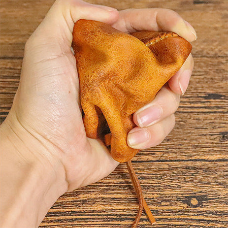 DEEPKEE original nubuck handmade full-grain genuine leather cowhide bag Cowhide vegetable tanned leather simple compact zipper coin purse organizer #SG123