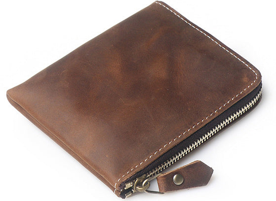 DEEPKEE original nubuck handmade full-grain genuine leather cowhide bag DEEPKEEE HANDMADE | Kay Lite Shorter Leather Wallet No.192