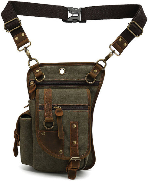 DEEPKEE original nubuck handmade full-grain genuine leather cowhide bag Outdoor Cycling Leg Bag #6001