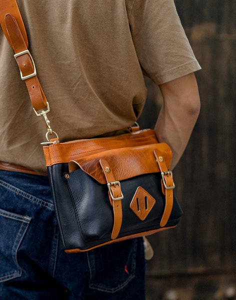 DEEPKEE original nubuck handmade full-grain genuine leather cowhide bag Vegetable Tanned Leather Unisex Satchel Bag #674