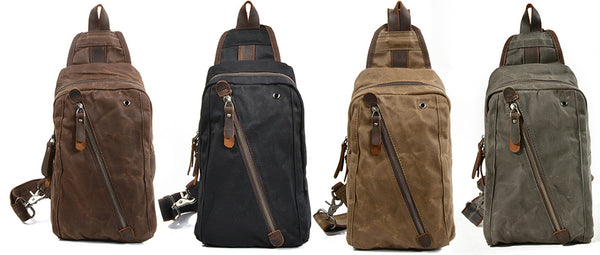 DEEPKEE original nubuck handmade full-grain genuine leather cowhide bag Deepkee Canvas Diagonal Bag #6018