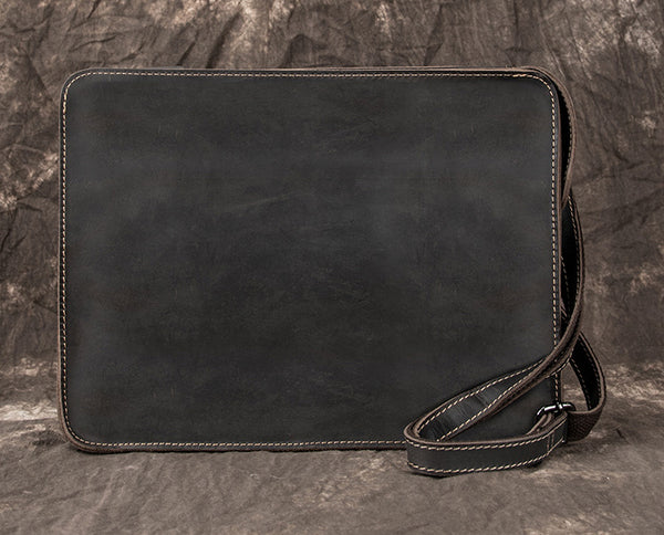 DEEPKEE original nubuck handmade full-grain genuine leather cowhide bag Classy Leather Mens Work Wirstlet Cluch Messenger Bag For Men #100072