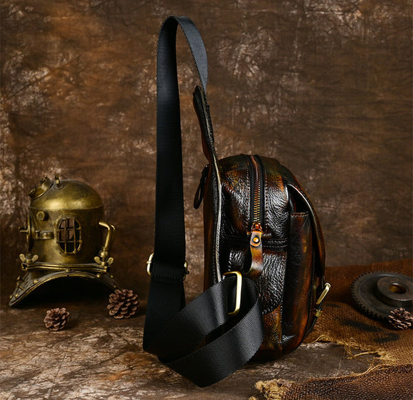 DEEPKEE original nubuck handmade full-grain genuine leather cowhide bag Handiwork Side Belt Bag No.SF903