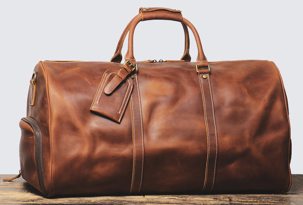 DEEPKEE original nubuck handmade full-grain genuine leather cowhide bag DEEPKEE HANDMADE LEATHER | Oz Oversized Duffle Bag No.30183