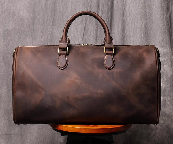 DEEPKEE original nubuck handmade full-grain genuine leather cowhide bag DEEPKEE LEATHER | Kenneth Genuine Leather Cross Duffel Bag No.30020