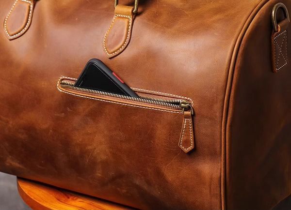 DEEPKEE original nubuck handmade full-grain genuine leather cowhide bag DEEPKEE LEATHER | Kenneth Genuine Leather Cross Duffel Bag No.30020