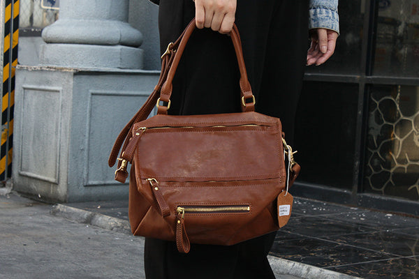 DEEPKEE original nubuck handmade full-grain genuine leather cowhide bag Crystal Vegetable Tanned Cowhide Pandora Box Biker Bag KM-23713