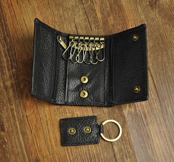 DEEPKEE original nubuck handmade full-grain genuine leather cowhide bag DEEPKEE Handmade Leather Trifold Key Wallet #KZ230