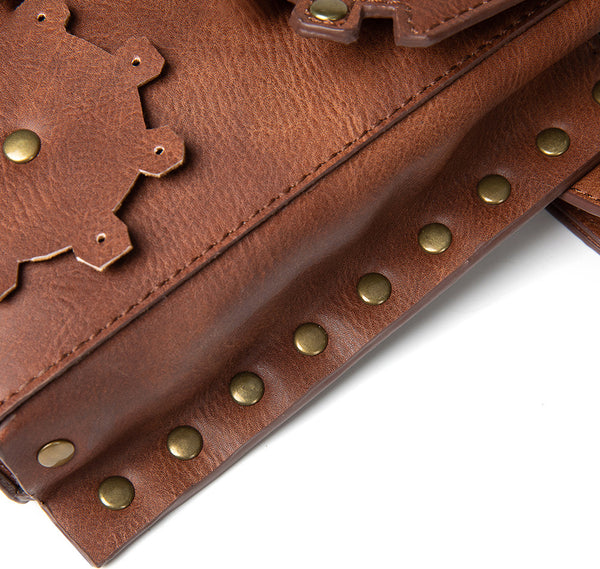 DEEPKEE original nubuck handmade full-grain genuine leather cowhide bag Steampunk PU Leathers Gothic Fanny Waist Leg Bag Women Girl #G039B